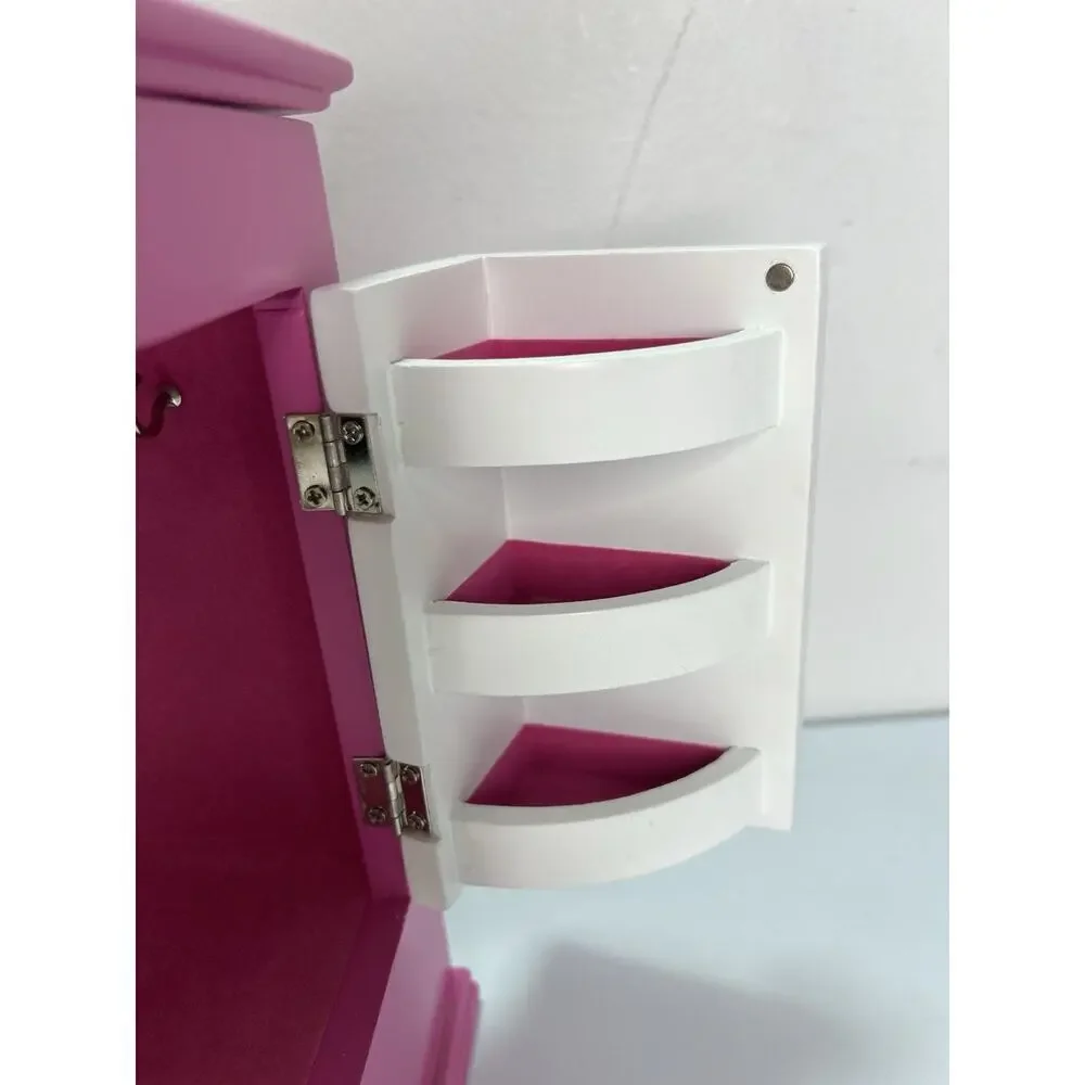 Claire’s Pink White Floral Jewelry Box Girls Cabinet Style Organizer w/ Doors